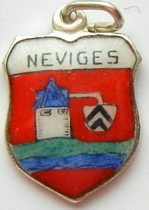 Neviges GERMANY - Crest - Vintage Silver Enamel Travel Shield Charm