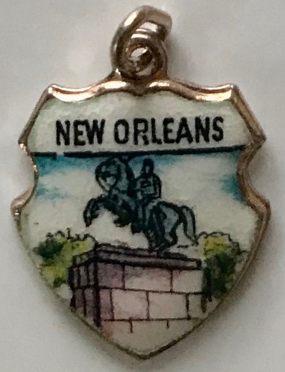 New Orleans, Louisiana - Statue 2 - Vintage Enamel Travel Shield Charm - Click Image to Close