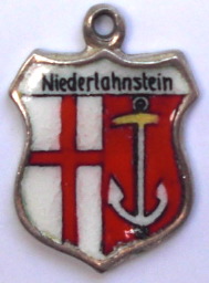 NIEDERLAHNSTEIN, Germany - Vintage Silver Enamel Travel Shield Charm