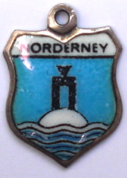 NORDERNEY, Germany - Vintage Silver Enamel Travel Shield Charm - Click Image to Close