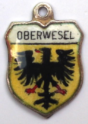 OBERWESEL, Germany - Vintage Silver Enamel Travel Shield Charm