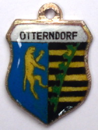OTTERNDORF, Germany - Vintage Silver Enamel Travel Shield Charm