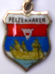 PELZERHAKEN, Germany - Vintage Silver Enamel Travel Shield Charm