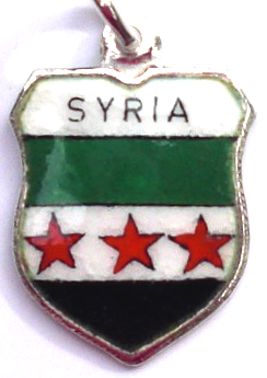 SYRIA - Vintage Enamel Travel Shield Charm - Click Image to Close