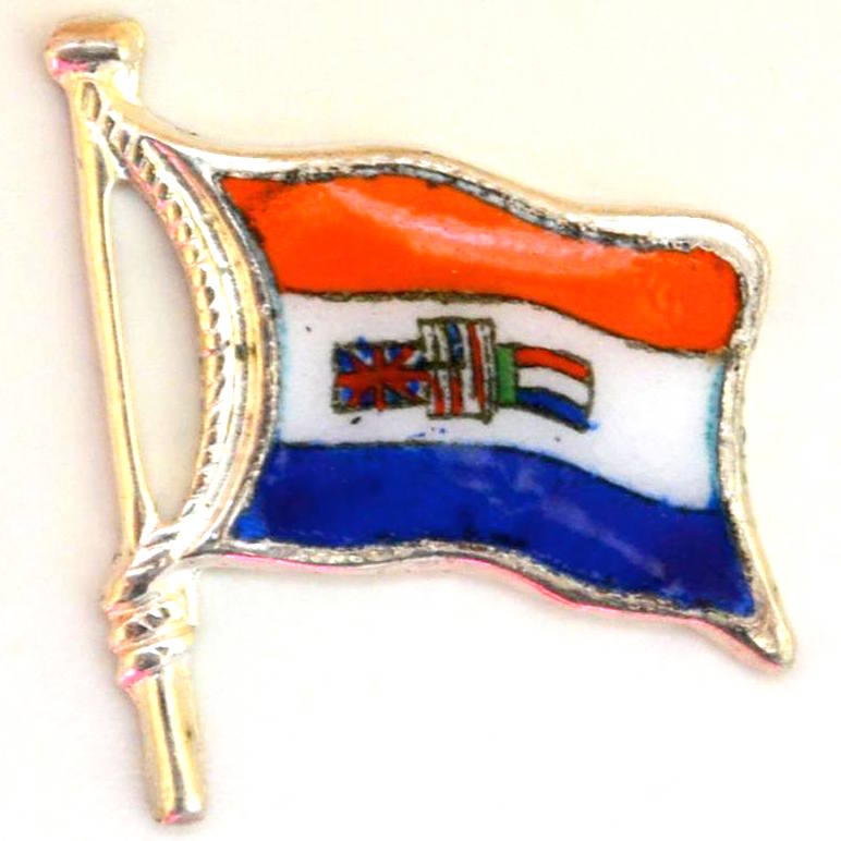 Flag Charm - South Africa - Vintage Enamel Silver Plate