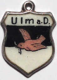ULM, Germany - Vintage Silver Enamel Travel Shield Charm
