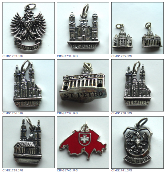 A Gallery of Silver European Location Charms - Click Image to Close