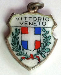 Vittorio Veneto Italy - Crest - Vintage Silver Enamel Travel Shield Charm