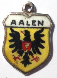 AALEN, Germany - Vintage Enamel Travel Shield Charm - Click Image to Close
