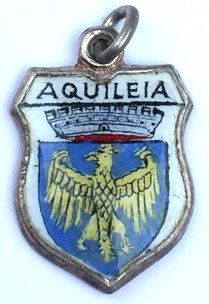 Aquileia Italy - Vintage Silver Enamel Travel Shield Charm