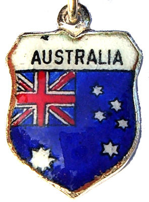 Australia - Flag Vintage Silver Enamel Travel Shield Charm