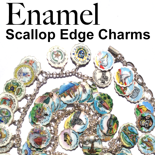 Scalloped Vintage Enamel Charms