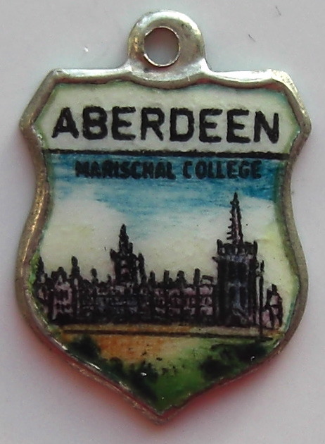 ABERDEEN Scotland - Marischal College Vintage Silver Enamel Travel Shield Charm