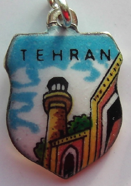 TEHRAN Iran 4 - Vintage Enamel Travel Shield Charm