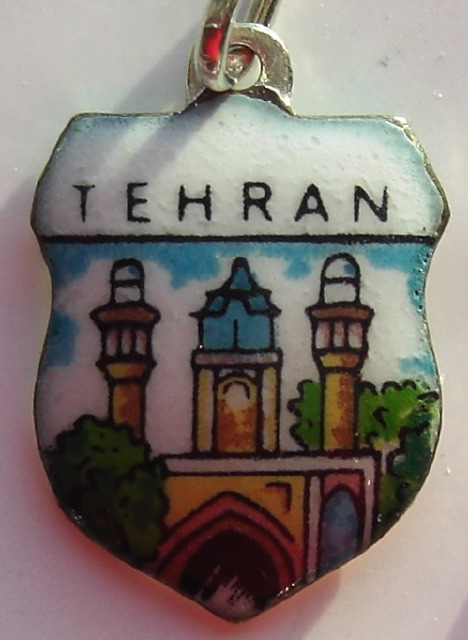 TEHRAN Iran 5 - Vintage Enamel Travel Shield Charm