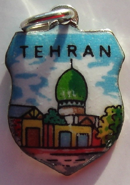 TEHRAN Iran 6 - Vintage Enamel Travel Shield Charm