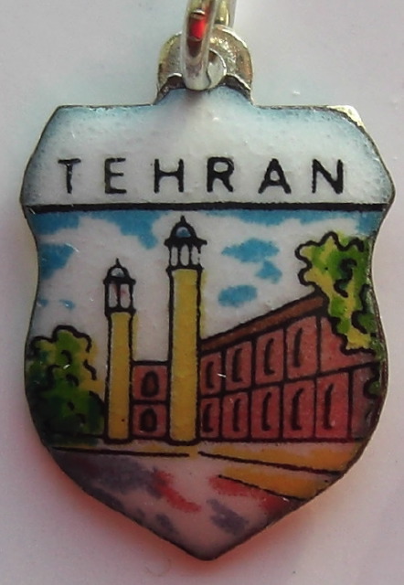 TEHRAN Iran 11 - Vintage Enamel Travel Shield Charm