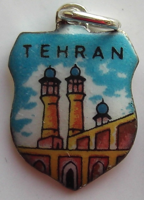 TEHRAN Iran 14 - Vintage Enamel Travel Shield Charm
