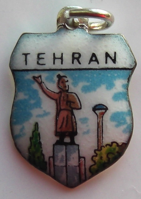 TEHRAN Iran 18 - Vintage Enamel Travel Shield Charm - Click Image to Close