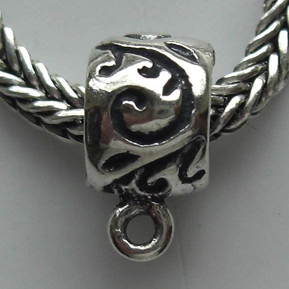 Slider Bead Charm Hanger - EC085 Sterling Silver Branch with Leaves - Click Image to Close