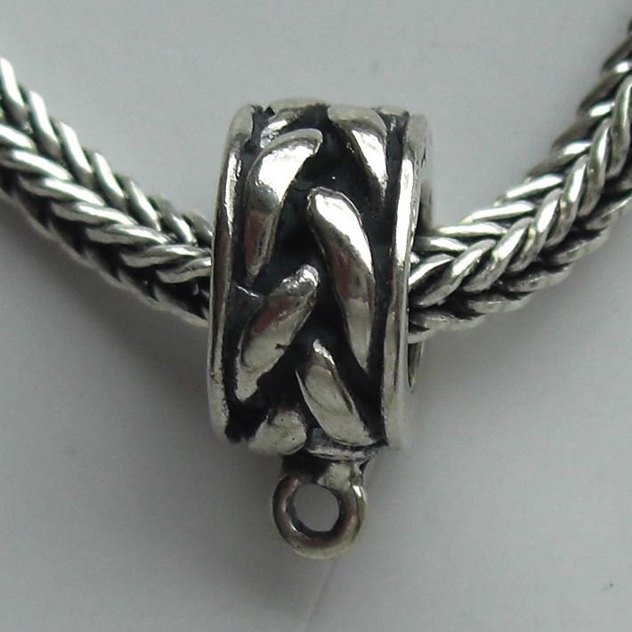 Slider Bead Charm Hanger - EC020 Sterling Silver Woven Braid - Heavy - Click Image to Close