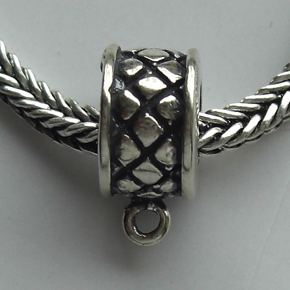 Slider Bead Charm Hanger - EC023 Sterling Silver Criss Cross - Heavy - Click Image to Close