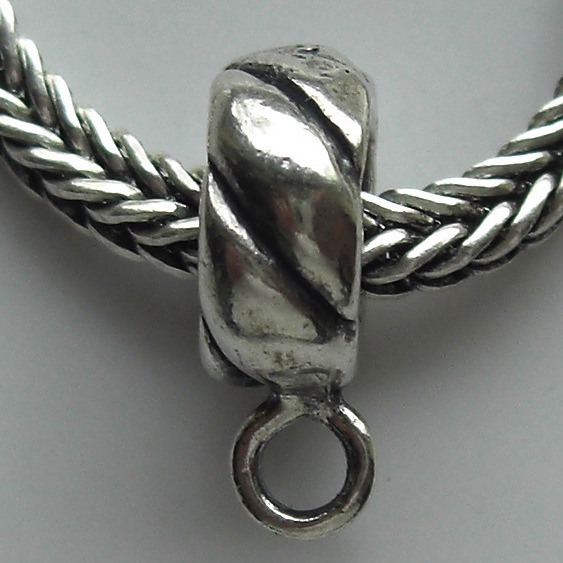 Slider Bead Charm Hanger - EC054 Sterling Silver Rope Ring
