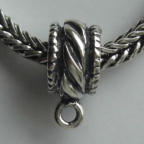 Slider Bead Charm Hanger - EC077 Sterling Silver Rope & Beaded Edge - Click Image to Close