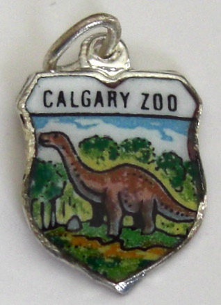 Calgary Zoo Canada - DINOSAUR - Vintage Enamel Travel Shield Charm