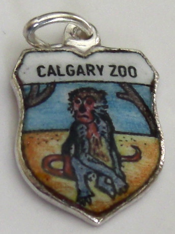 Calgary Zoo Canada - MONKEY - Vintage Enamel Travel Shield Charm