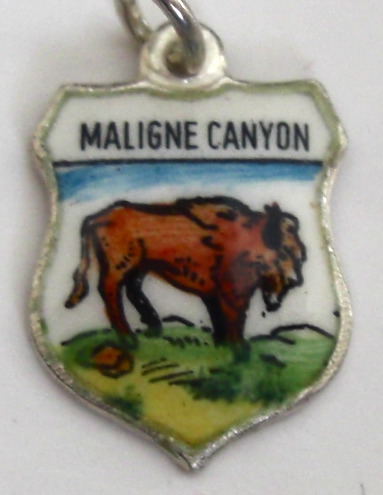 Maligne Canada - BUFFALO - Vintage Enamel Travel Shield Charm