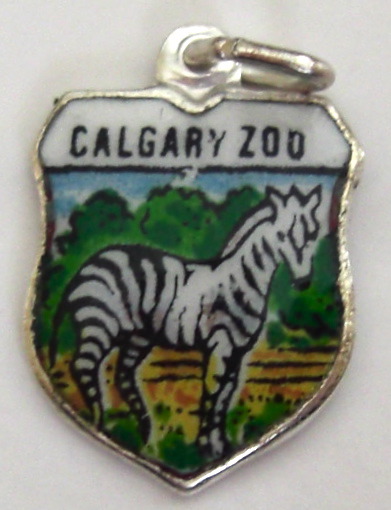 Calgary Zoo Canada - ZEBRA - Vintage Enamel Travel Shield Charm