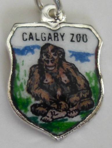 Calgary Zoo Canada - GORILLA - Vintage Enamel Travel Shield Charm