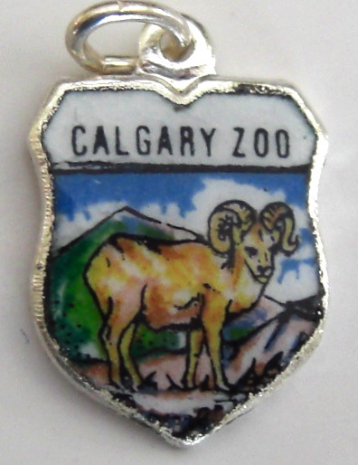 Calgary Zoo Canada - RAM 2- Vintage Enamel Travel Shield Charm