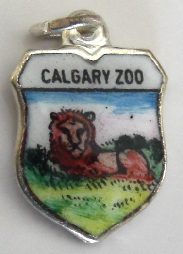 Calgary Zoo Canada - LION 2 - Vintage Enamel Travel Shield Charm - Click Image to Close