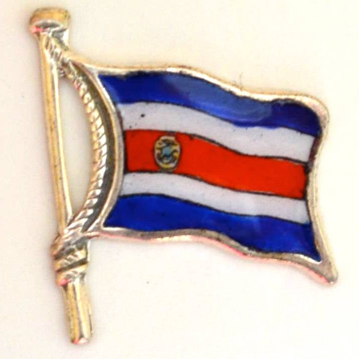 Flag Charm - Colombia - Vintage Enamel Silver Plate