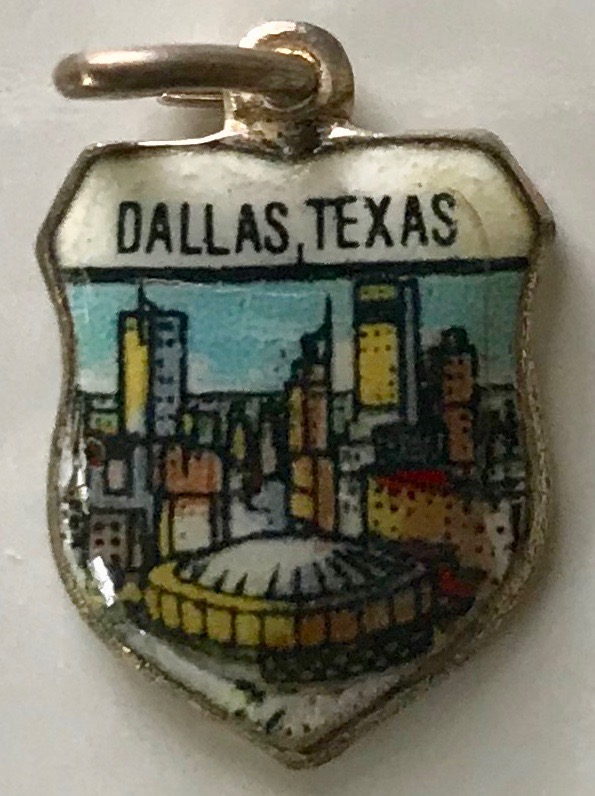 Dallas Texas Skyline - Vintage Enamel Travel Shield Charm