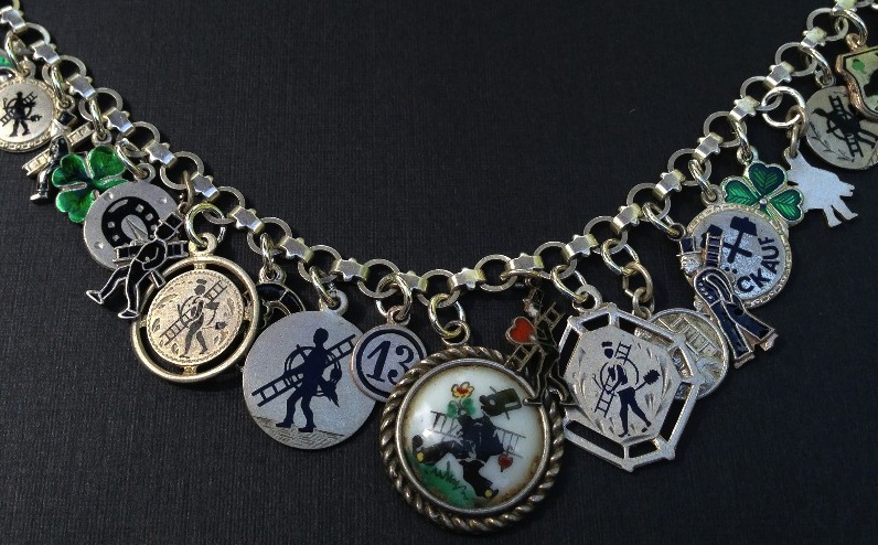 Vintage Charm Bracelet Collection - Lucky Chimney Sweep Silver & Enamel Charm Bracelet