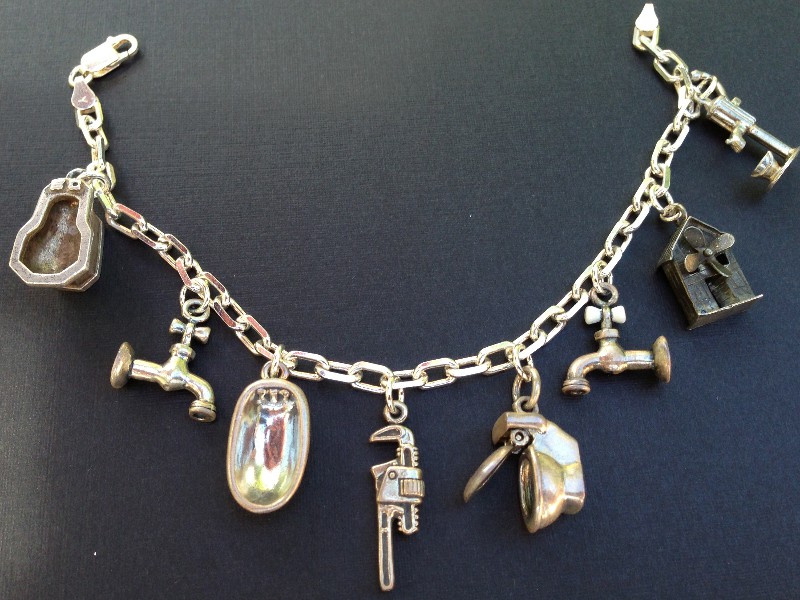 Vintage Charm Bracelet Collection - Wave Plumbing Silver Charm Bracelet