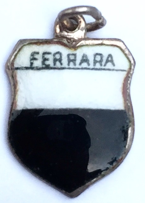 Ferrara Italy - Coat of Arms - Vintage Silver Enamel Travel Shield Charm