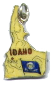 Idaho - Boise Flag Yellow Vintage Enamel Map Charm - Click Image to Close