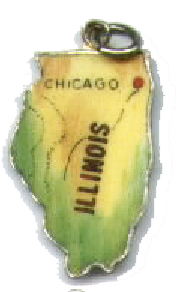 Illinois - Chicago Wide Vintage Enamel State Map Charm
