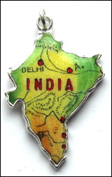 India - Vintage Enamel Map Travel Charm - Click Image to Close