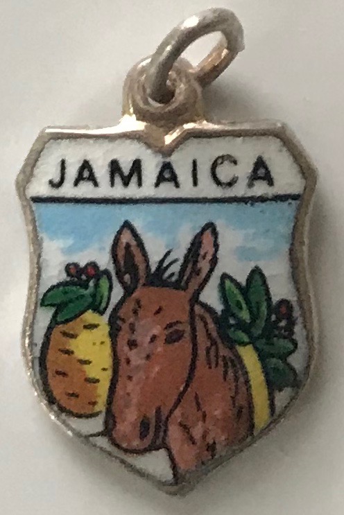 Jamaica Donkey - Vintage Enamel Travel Shield Charm