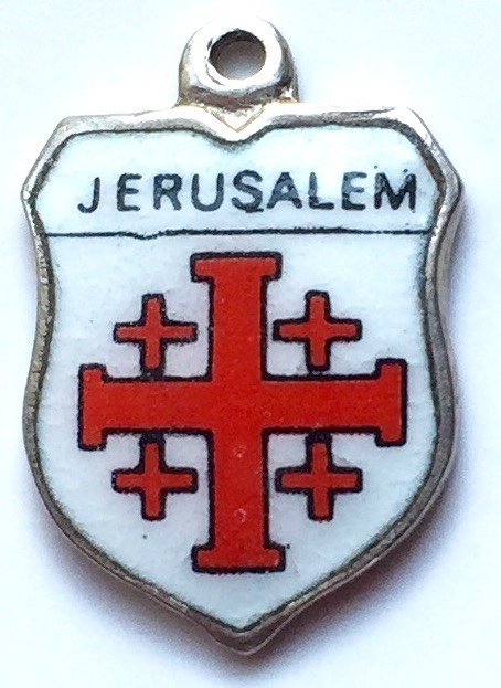 Jerusalem - Flag Vintage Silver Enamel Shield Charm