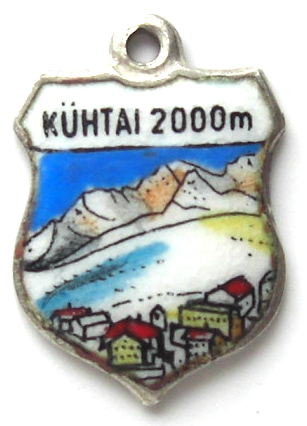 Kuhtai, Austria - 2000m Highest Ski Resort Enamel Travel Shield Charm - Click Image to Close