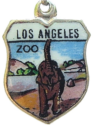 California - Los Angeles Zoo Elephant - Silver Travel Shield Charm - Click Image to Close