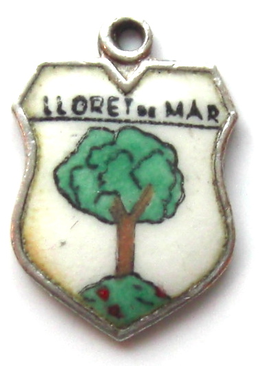 Lloret de Mar, Spain - Vintage Silver Enamel Travel Shield Charm