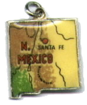 New Mexico - Santa Fe Vintage Enamel State Map Charm - Click Image to Close