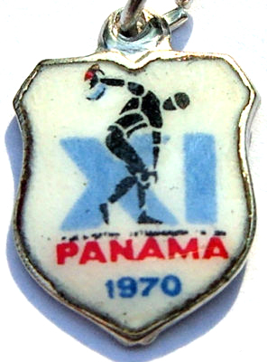 Panama - 1970 GAMES XI - Vintage 800 Silver Enamel Travel Shield Charm